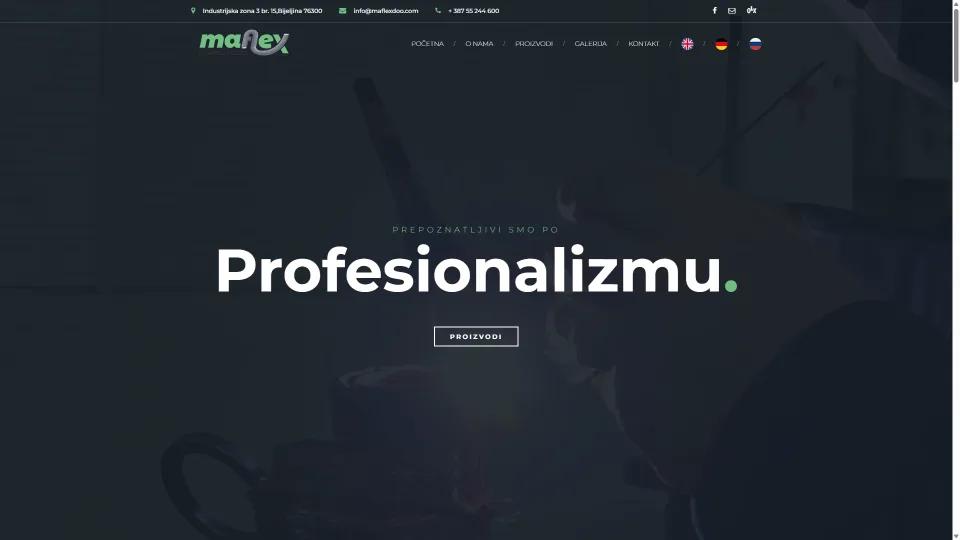 Maflex d.o.o. website homepage