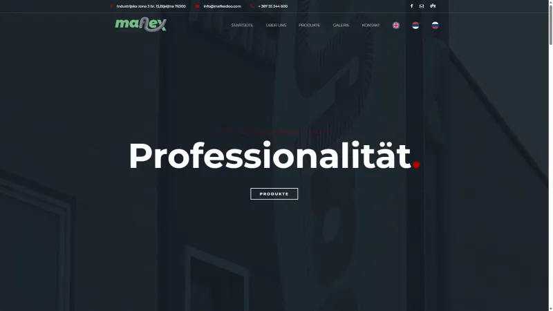 Maflex website in German - red theme