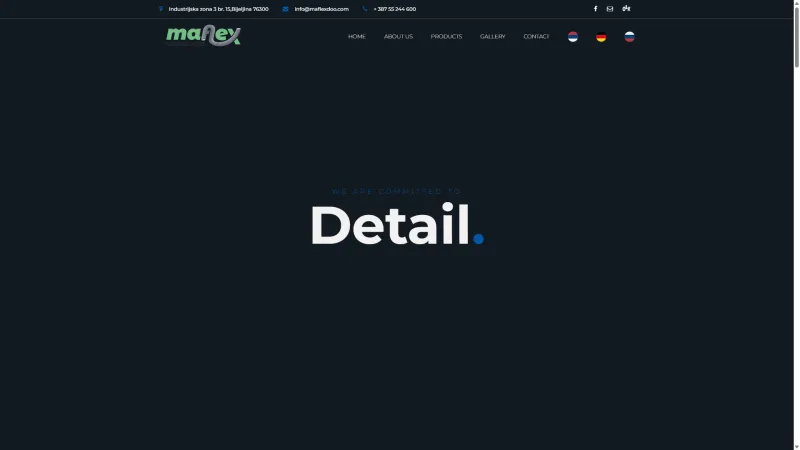 Maflex website in English - blue theme