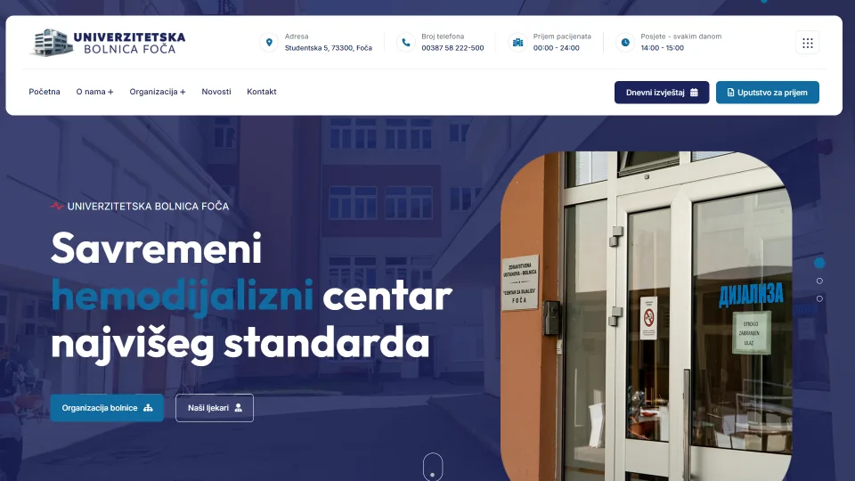 New University Hospital Foca homepage