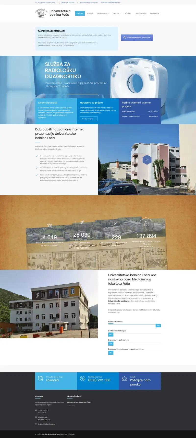 Old University Hospital Foca homepage - full page screenshot
